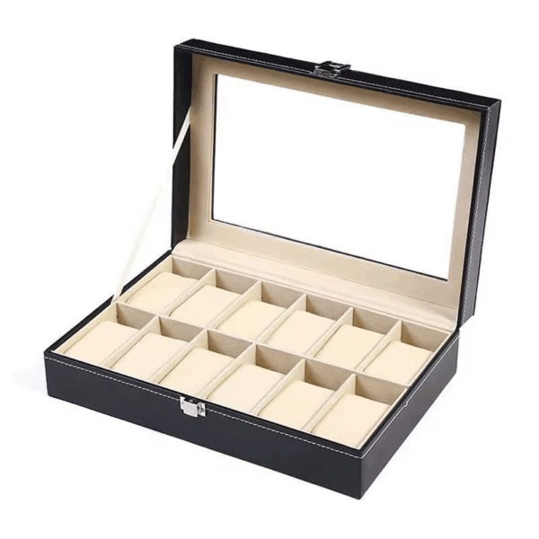DELESYS 2/3/4/5/6/8/10/12 Slots PU Leather Watch Box Traditional Style Watch Storage Box Gift Watch Case with Lock