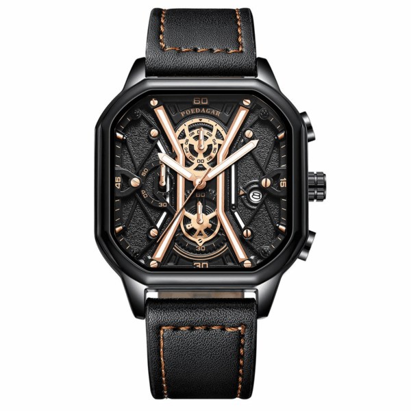 Men's Multifunctional Luminous Quartz Watch - 50M Water Resistant, Genuine Leather/Steel Strap Options (9 Style Variations)
